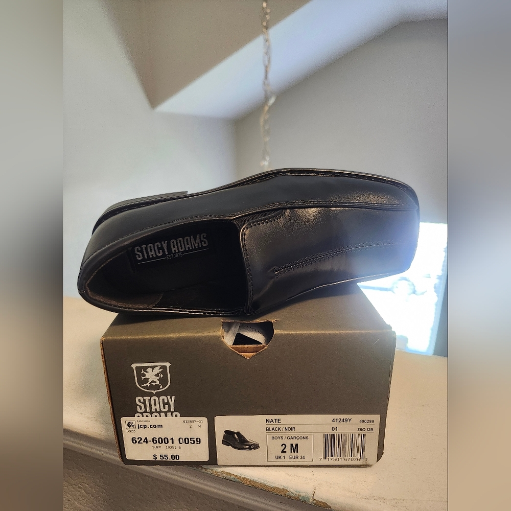 Stacy Adams Boys Sleek Black Slip-On Loafers